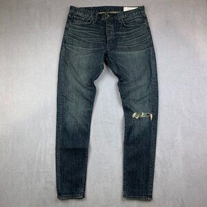Rag & Bone Mens Pants 33 Blue Distressed Jeans Fit 1 Skinny Button Fly 33x32